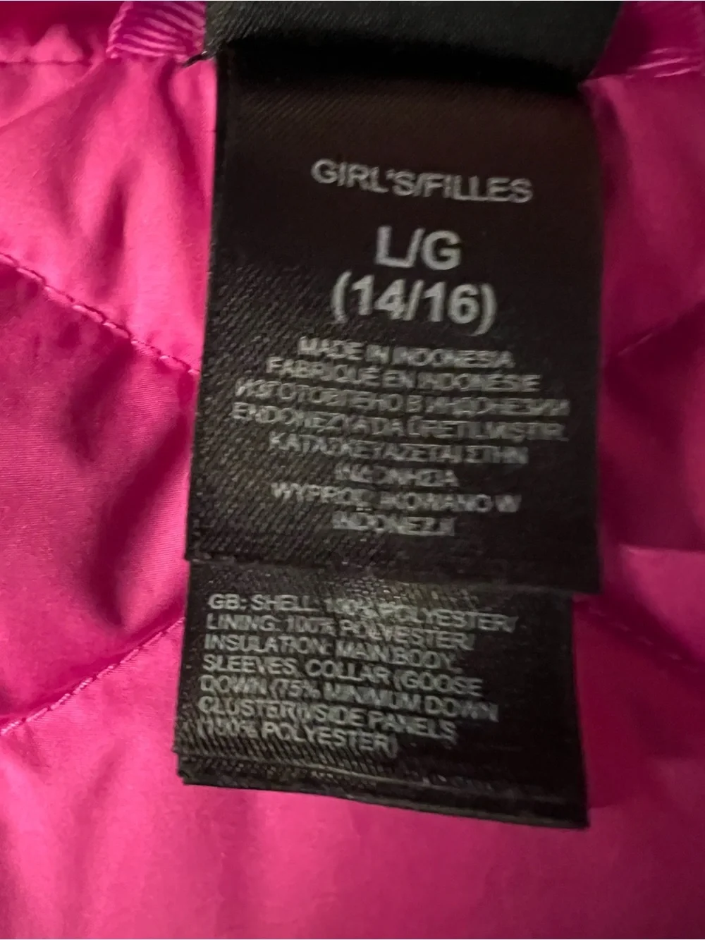 The North Face Bright Pink Girls' Quilted Puffer Ski Jacket Size 14-16